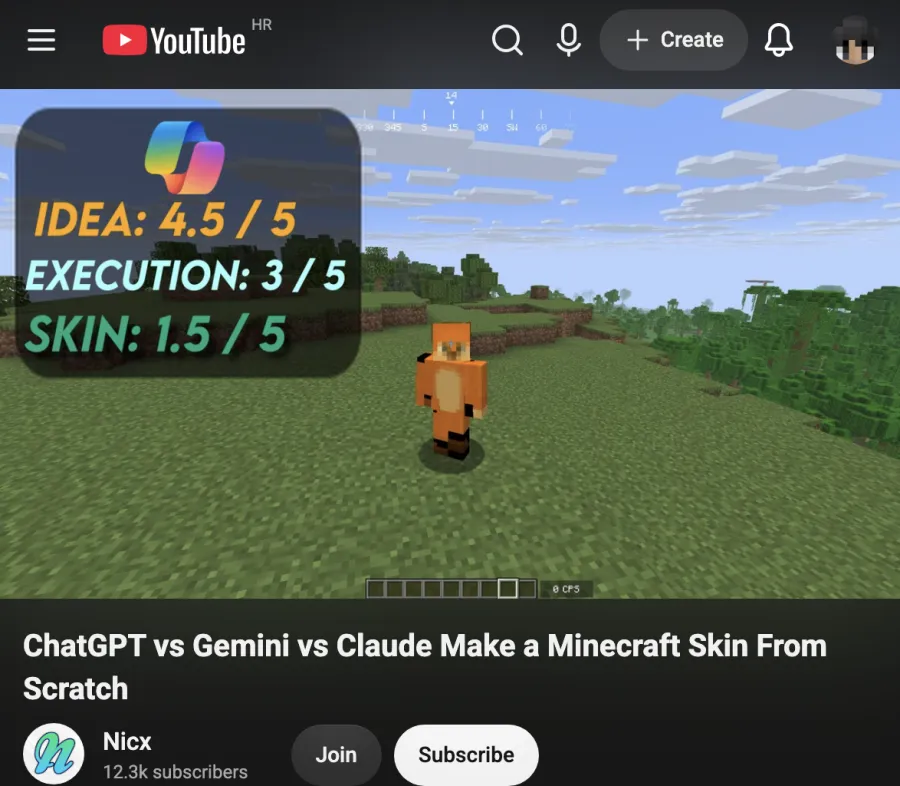Minecraft character showing another AI generated skin result