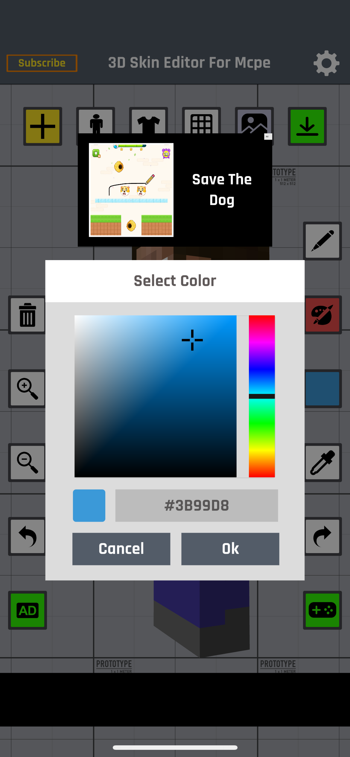 3D Skin Editor for MCPE color selector