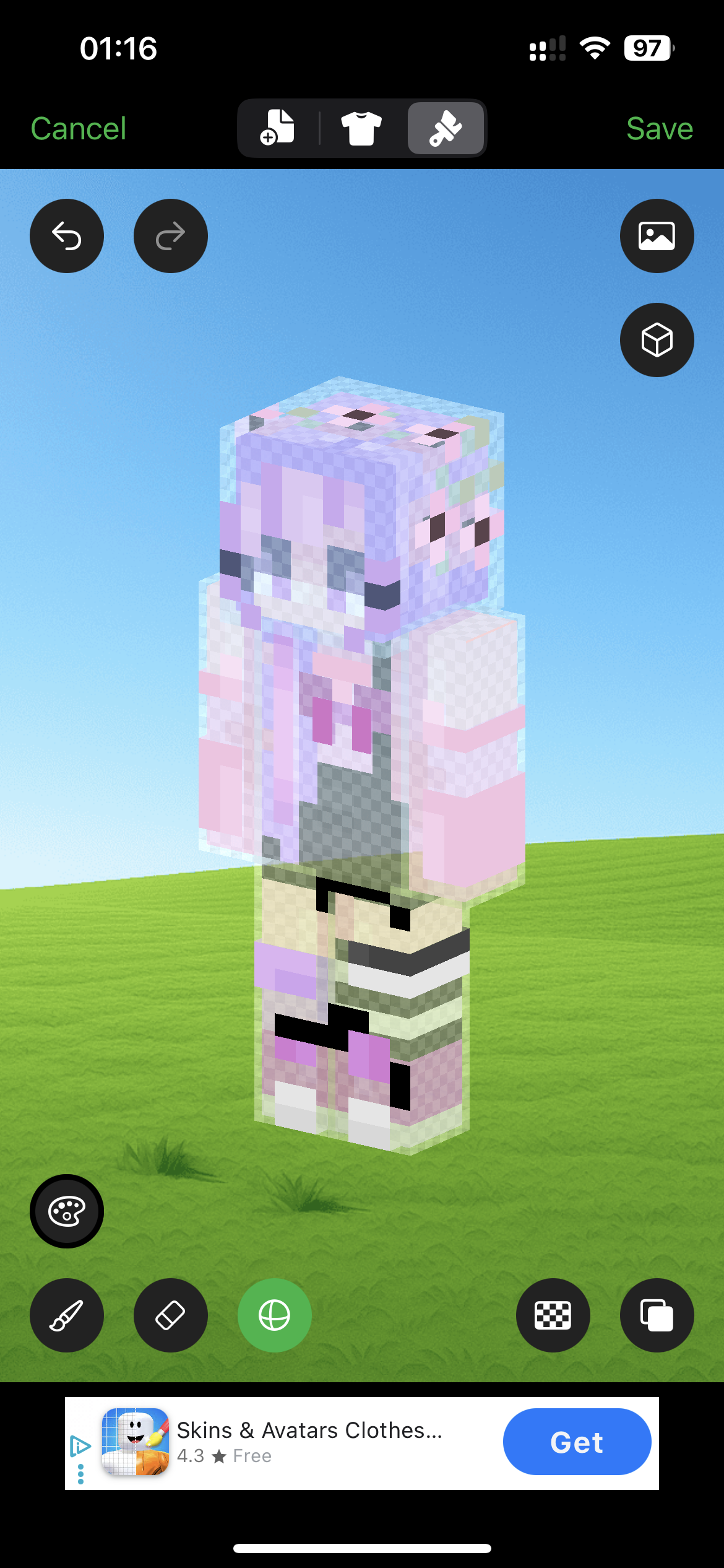 AI Skin Maker and Editor 3D Minecraft skin interface