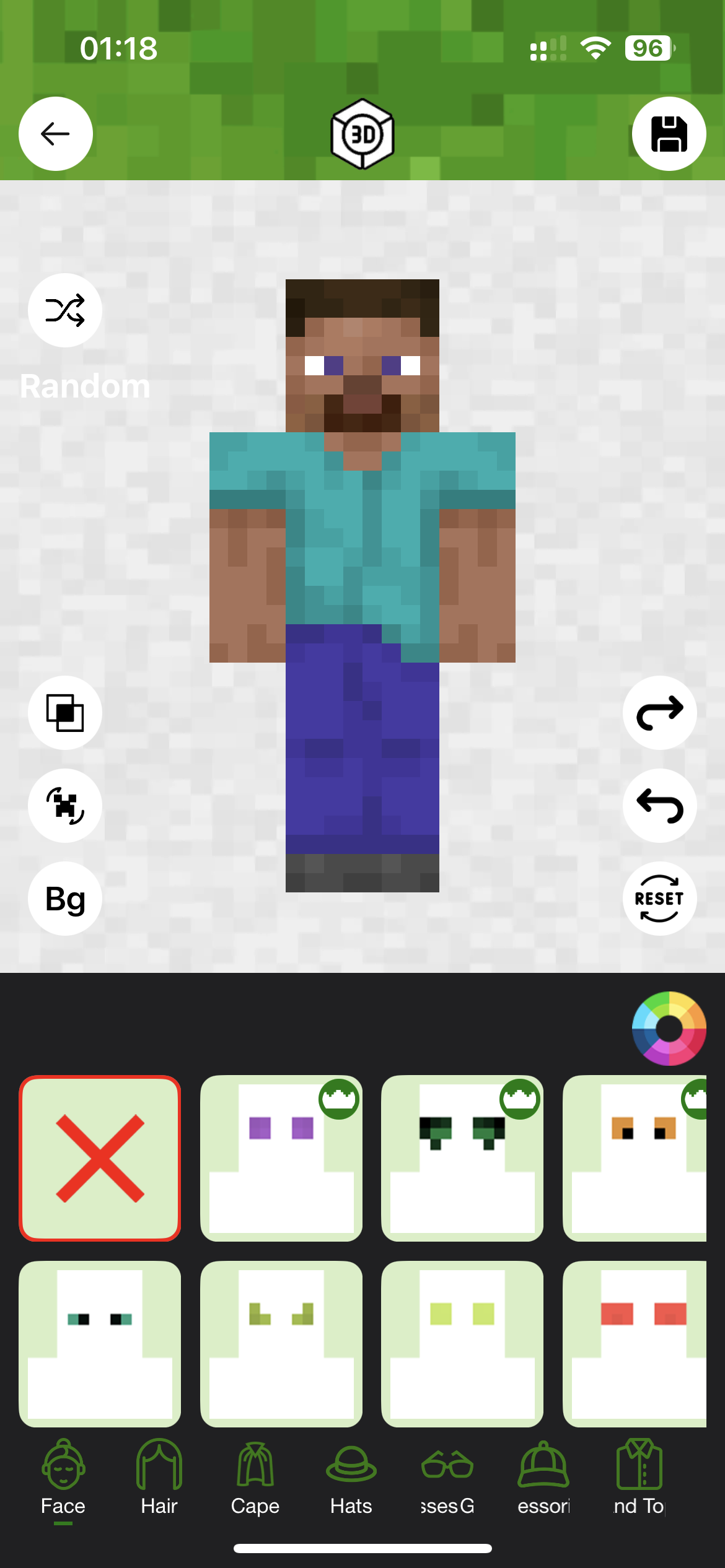 Minecraft character builder in AI Skins for Minecraft