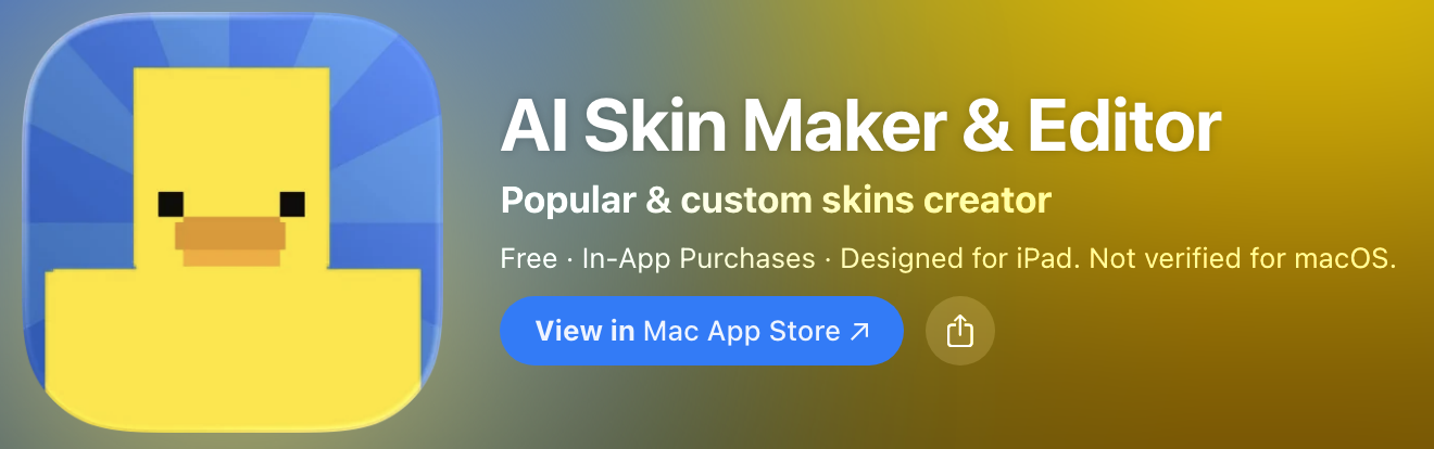 AI Skin Maker and Editor mobile Minecraft skin app