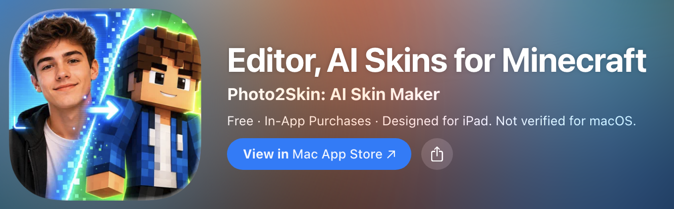Photo2Skin AI skin maker app for designing Minecraft skins on mobile