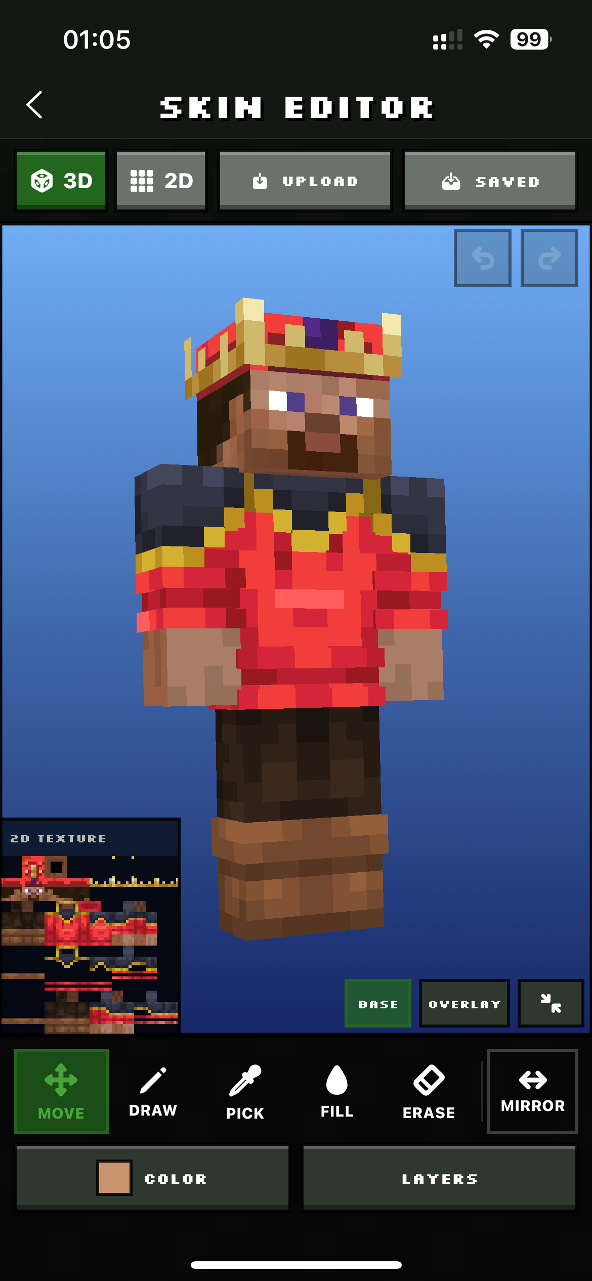 Photo2Skin 3D Minecraft skin editor on mobile